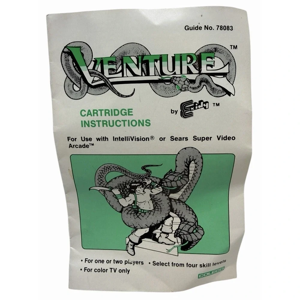 Venture Intellivision‎ Video Game Cartridge Instructions Manuel 1982 Coleco 80's